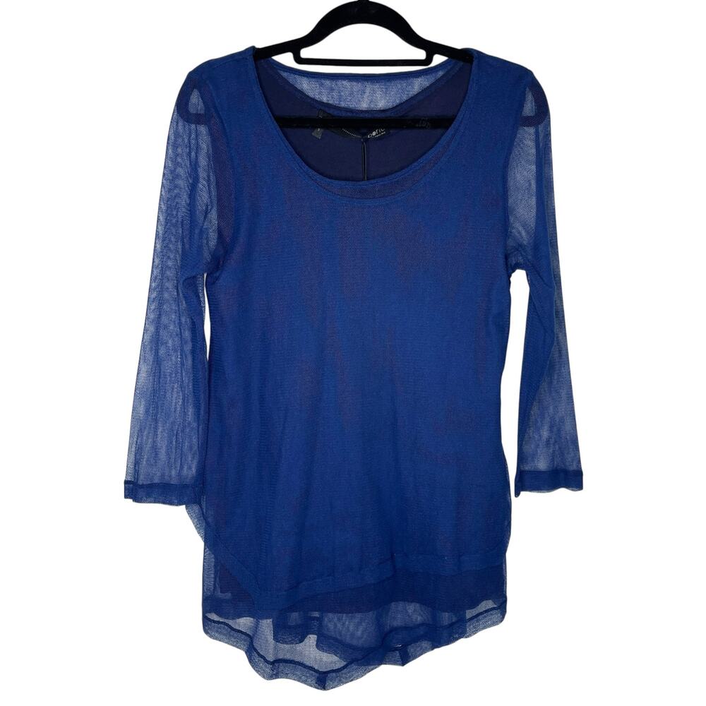 Porto San Francisco Top Womens 1 Small Oliver Blue Mesh Layered Lagenlook USA